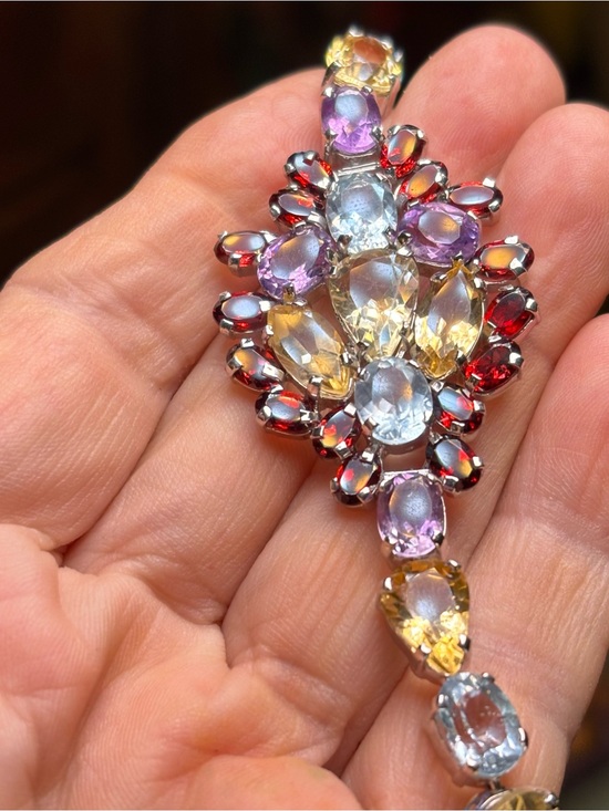925 Sterling Silver Jewelry - Sterling silver bracelet with various gemstones